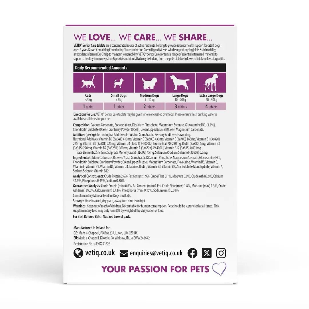 VETIQ Senior Care for Cats & Dogs 45 Tablets -