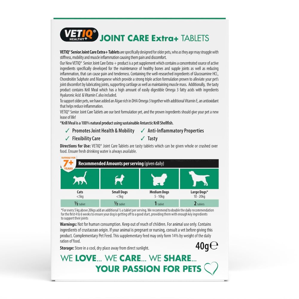 VETIQ Joint Care Extra+ Senior Cat & Dog Supplement 45 Tablets -