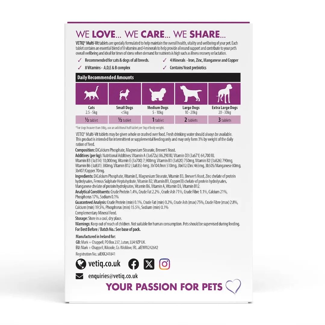 VETIQ Multi-Vit Cat & Dog Supplement 45 Tablets -