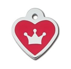 ID Tag Heart Epoxy Red Crown -
