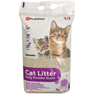 Flamingo Bentonite Baby Powder Scent Clumping Cat Litter - 7KG