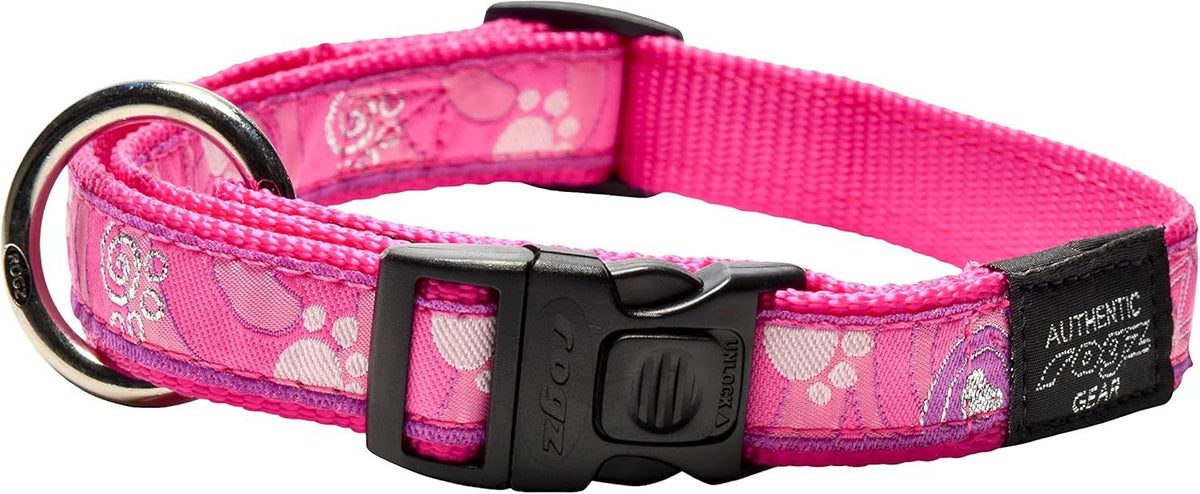 Rogz Pink Paw Dog Collar - PINK PAW M