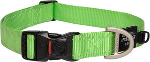 Rogz Utility Reflective Stitching Dog Collar - GREEN Small