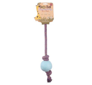 Beco Pets Eco-Friendly Ball on a Rope Dog Toy - Blue Small