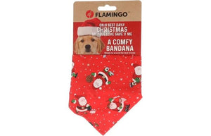 Flamingo Mik Red Christmas Dog Bandana - Red