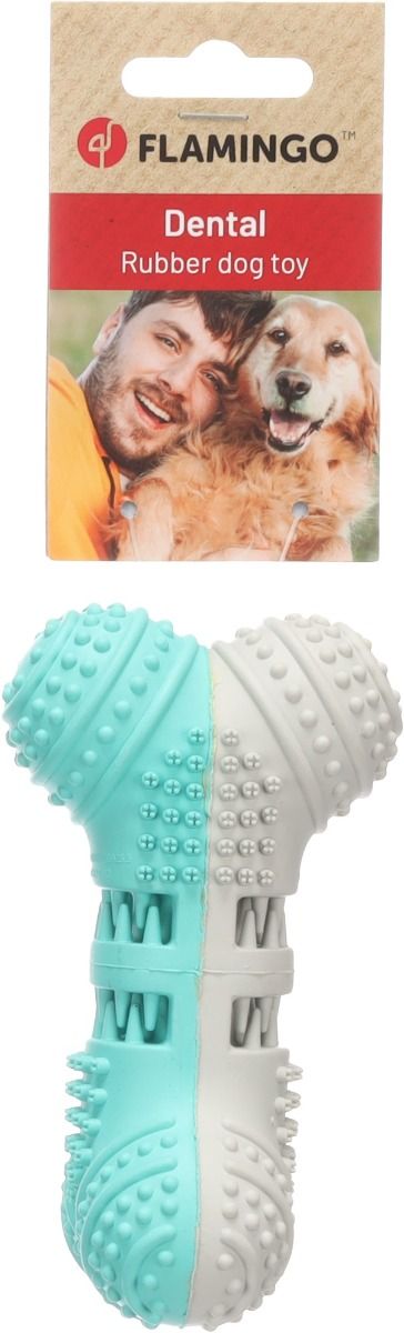 Flamingo Growi Dumbbell Light Dental Rubber Dog Toy Grey/Green