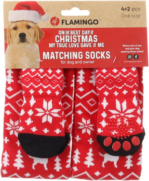 Flamingo Keysa Red Christmas Matching Socks - Red