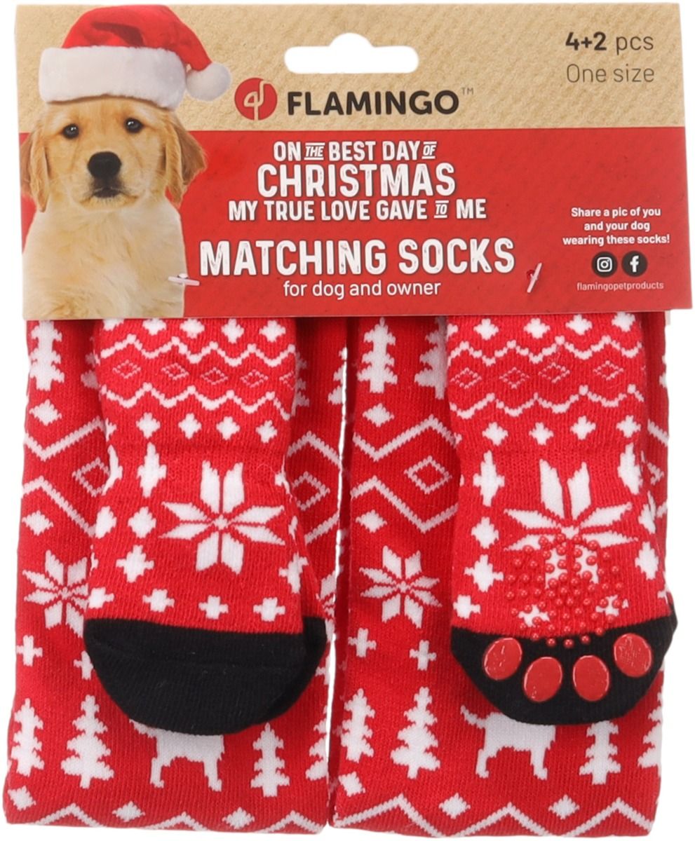 Flamingo Keysa Red Christmas Matching Socks - Red