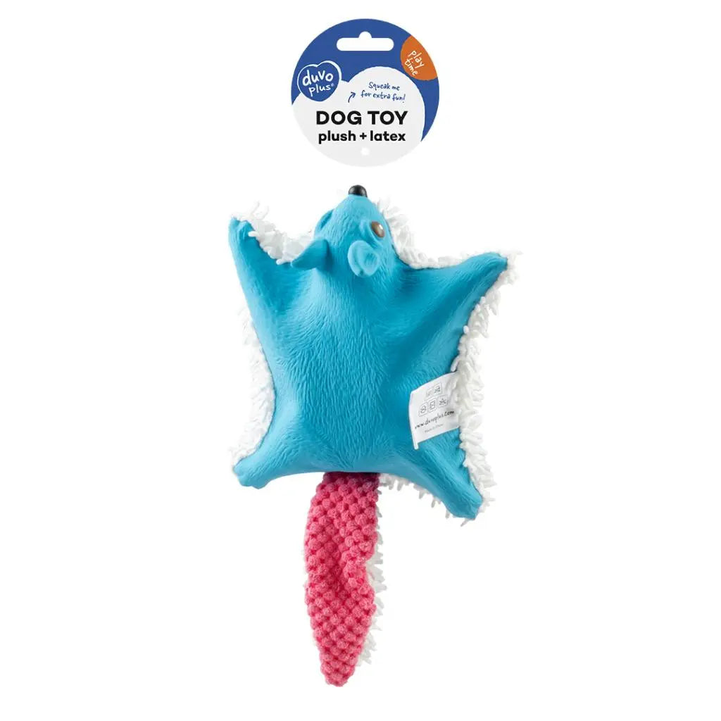 Duvo+ Plush & Latex Flying Squirrel 31x17x5cm blue/pink