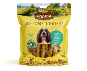 Dog Fest Chicken Strips On Chewy Stick For Adult Dogs - 500g