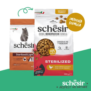 Schesir Monoprotein Adult Dry Cat Food –Sterilized-Fresh Chicken-400g