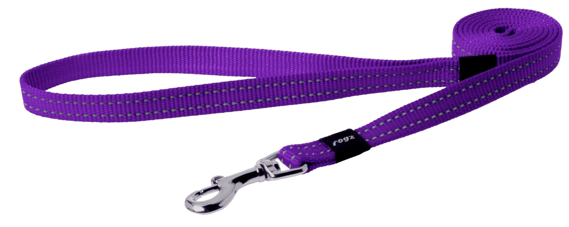 Rogz Utility Reflective Stitching Long Dog Leash - PURPLE M 1.8M/6