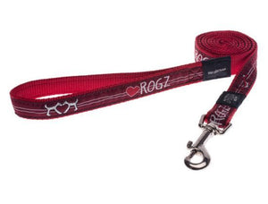 Rogz Red Heart Long Dog Leash - RED HEART XL (1.8M/6)