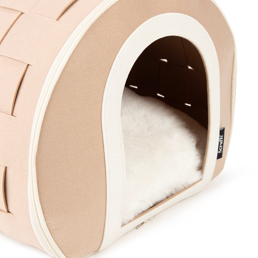 Scruffs Stockholm Felt Cave Cat Bed - Tan 43cm