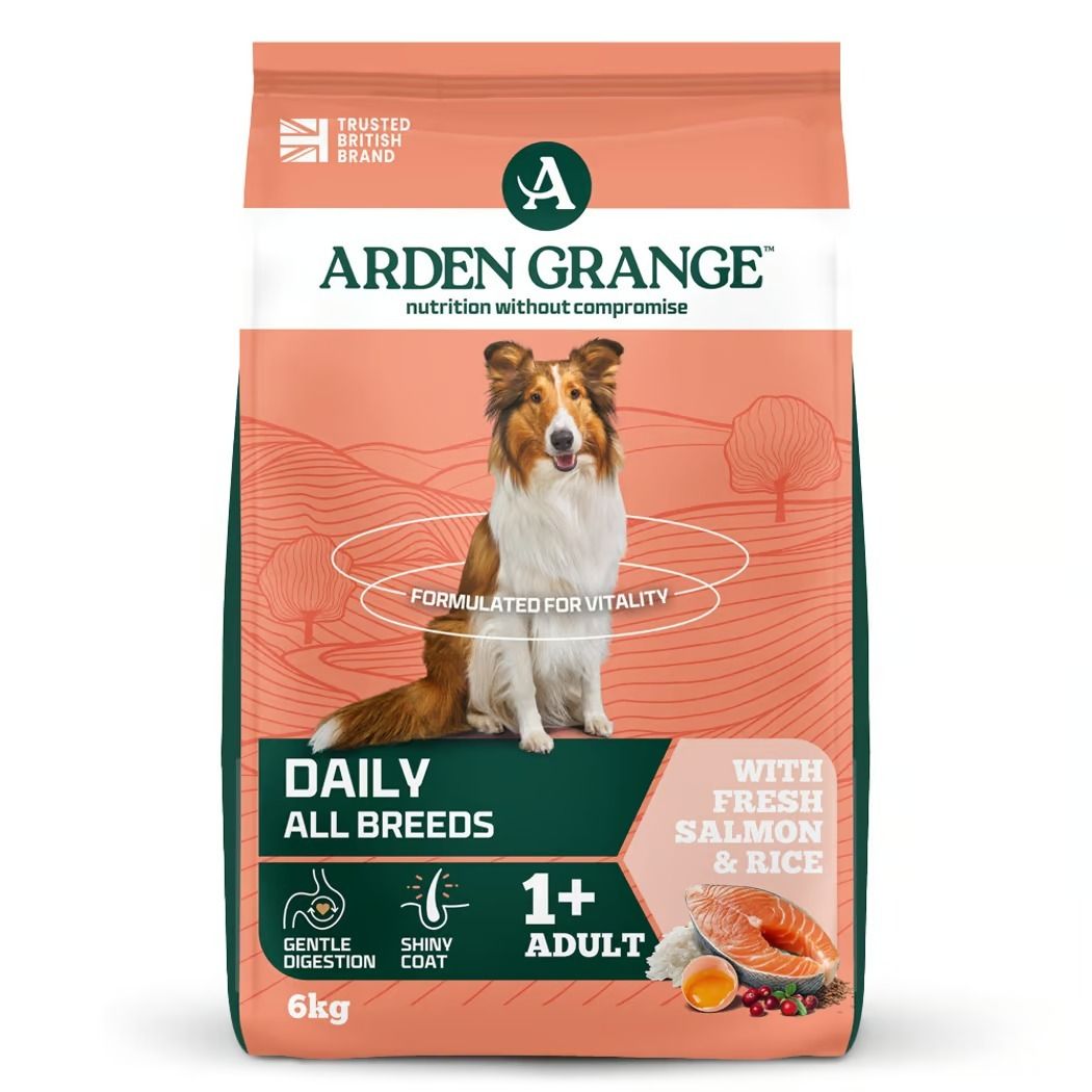 Arden Grange Daily All Breeds Adult Salmon & Rice Dry Dog Food - 6kg
