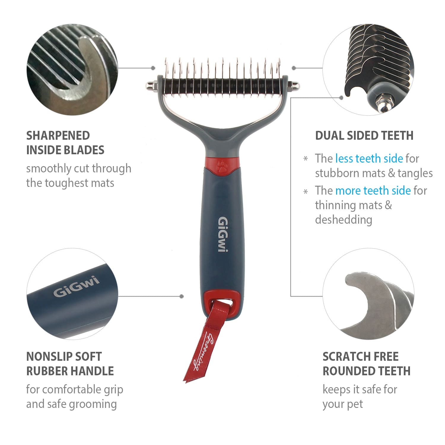 Dual Head Dematting Comb 17 Teeth for Dogs & Cats