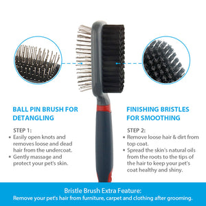 Double-Sided Brush Nylon Bristles & Pins for Dogs and Cats