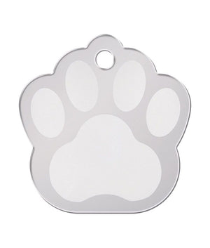 ID Tag Paw Brass Two-Tone Chrome Plated - Large