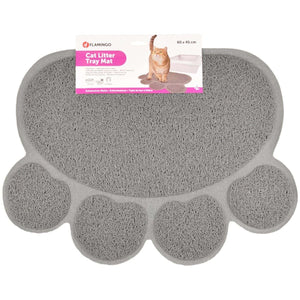 Flamingo Pitou Matti Paw Cat Litter Tray Mat - Grey Large