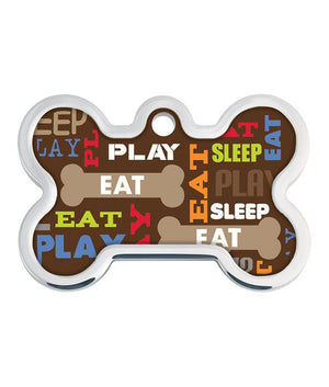 ID Tag Bone Large Raised Edge Eat Play Sleep -