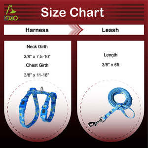 DOCO® LOCO Cat Harness + Leash Combo - Printed Pattern 6ft (DCAT202+2072)Sizes - XS