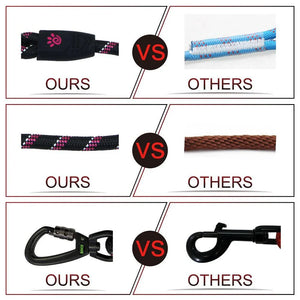 DOCO® Reflective Rope Leash With soft Rubber Handle Ver.5 - Click & Lock Snap-Large-Ø13mm x 120cm-Black