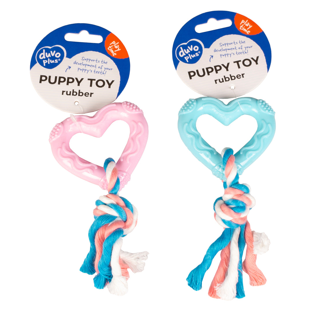Duvo+ Puppy TPR Heart With Cotton rope Mixed color 14cm