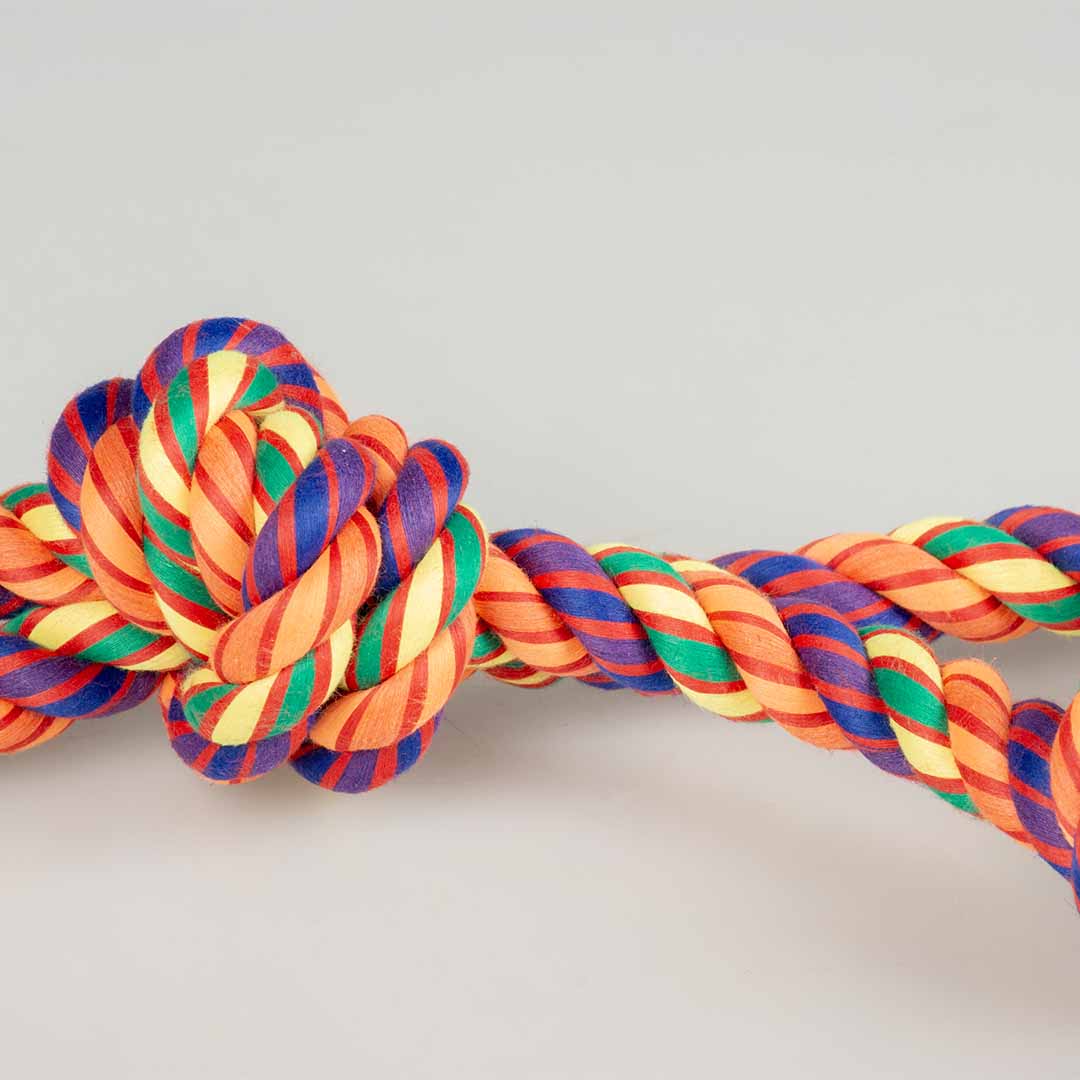 Duvo+ Tug Toy-Multicolour Cotton Rope loop With 5 knots-52x10x7cm