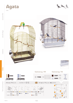IMAC AGATA Cage 58x33x62,5cm for Canaries, Parakeets and Exotic Birds- BLUE/GHIACCIO