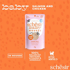 Schesir Baby Mousse Kitten - Salmon And Chicken 70g (Min Order- 12 Pouch)