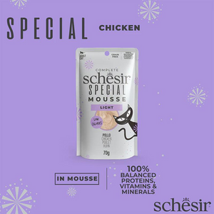 Schesir Special Mousse (Light) For Cat - Chicken 70g (Min Order- 12 Pouch)