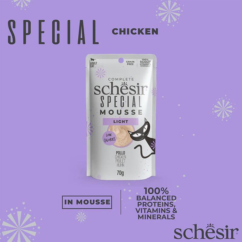 Schesir Special Mousse (Light) For Cat - Chicken 70g (Min Order- 12 Pouch)