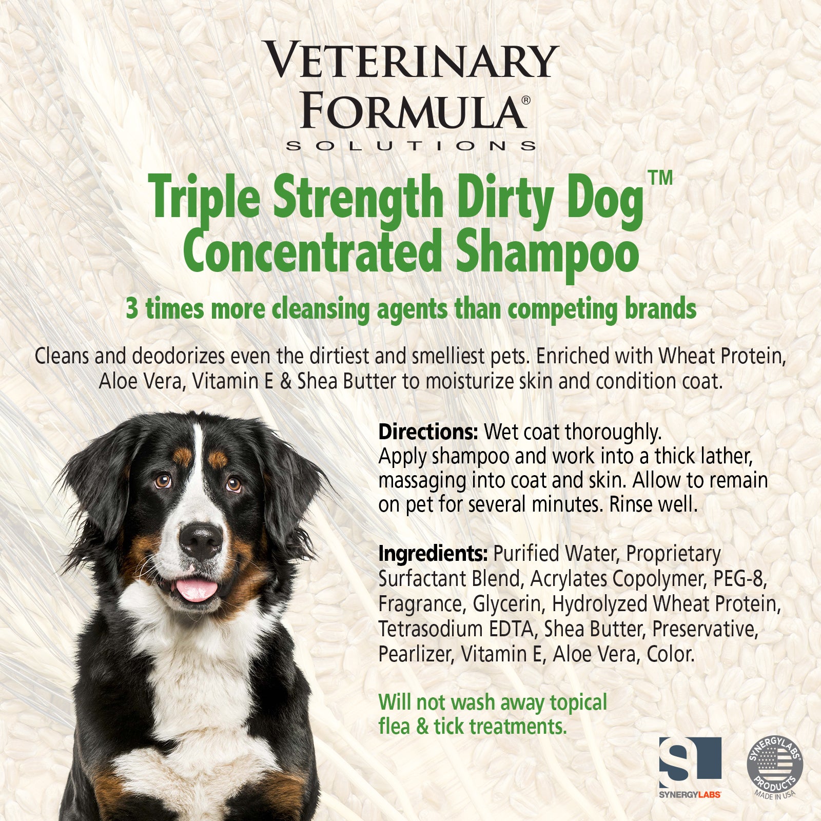 Synergy Labs Veterinary Formula Solutions Triple Strength Dirty Dog Concentrated Shampoo 17oz - 503ml