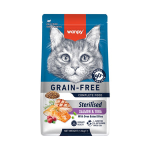 WANPY Grain Free Sterilized Cat Food – Salmon & Tuna Recipe - 8Kg