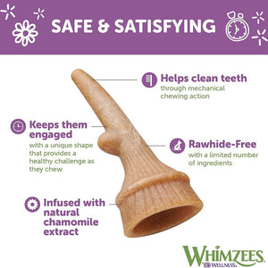 WHIMZEES Occupy Antler Natural Dental Chews for Dogs – Large (6pc)