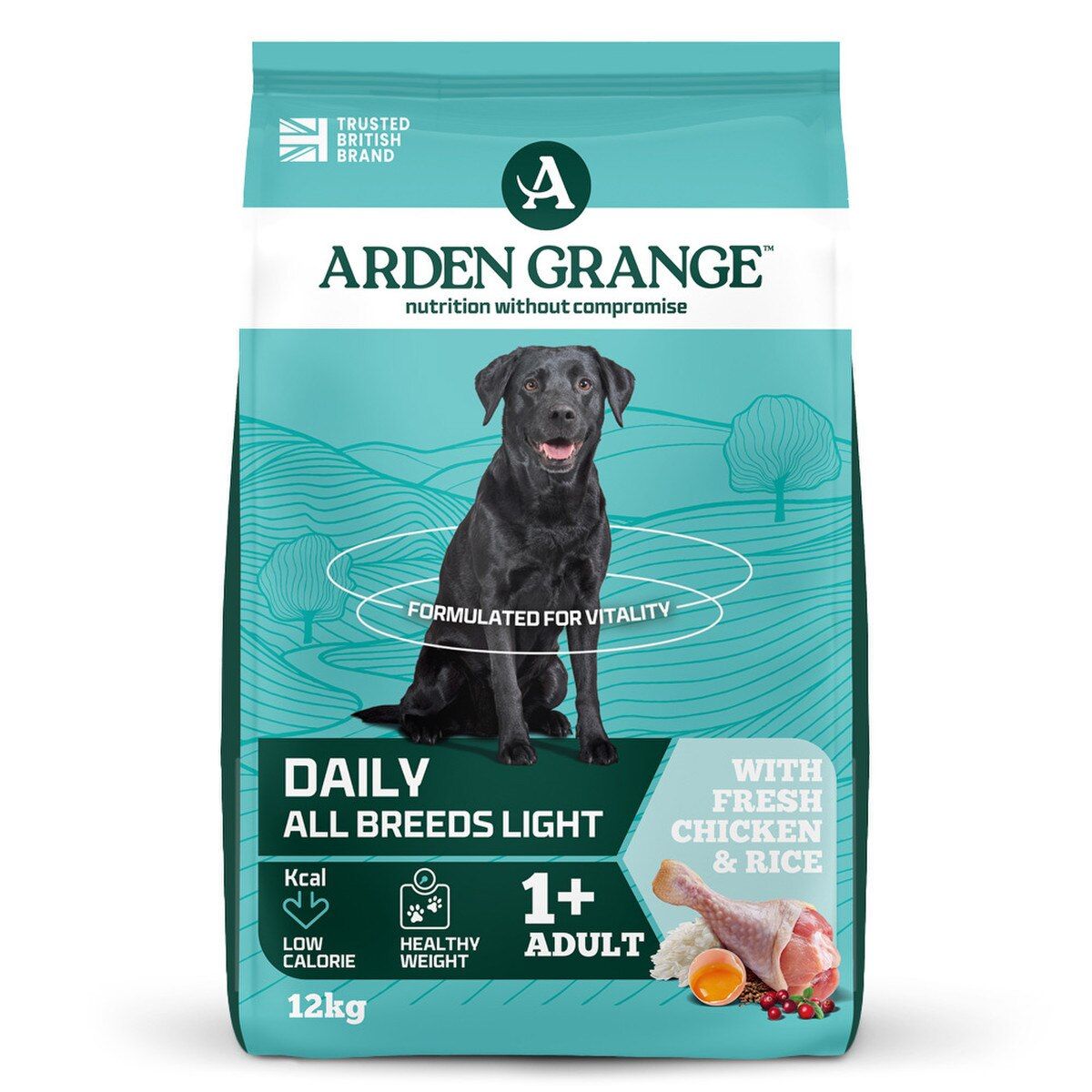 Arden Grange Daily All Breeds Light Adult Fresh Chicken & Rice Dry Dog Food - 12kg