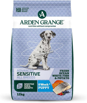 Arden Grange Advanced Sensitive All Breeds Puppy Fresh Ocean White Fish & Potato Dry Dog Food - 12kg