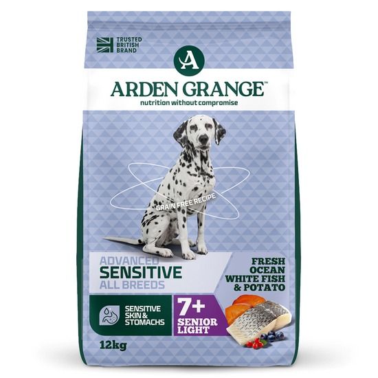 Arden Grange Advanced Sensitive All Breeds Senior Light Fresh Ocean White Fish & Potato Dry Dog Food - 12kg