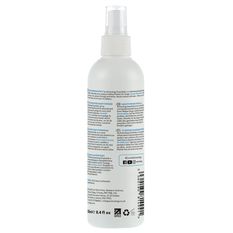 Animology Essentials Baby Powder Fragrance Dog Spray 250ml - 250ml - Shopivet.com