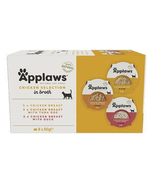 Applaws Chicken Selection in Broth Adult Wet Cat Food 8 x 60g Pot - 60G - Shopivet.com