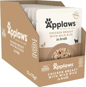Applaws Chicken with Wild Rice in Broth Wet Cat Food 70g Pouch - 70G - Shopivet.com