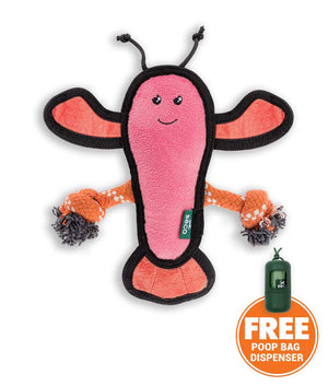 Beco Pets Rough & Tough Lobster Recycled Dog Toy - PINK MEDIUM - Shopivet.com