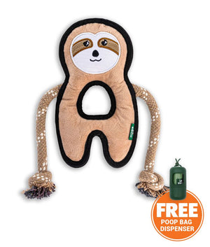 Beco Pets Rough & Tough Sloth Recycled Dog Toy - BROWN MEDIUM - Shopivet.com