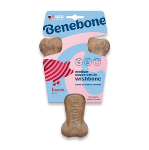 Benebone Puppy Wishbone Dog Chew Toy – Bacon - Small - Shopivet.com