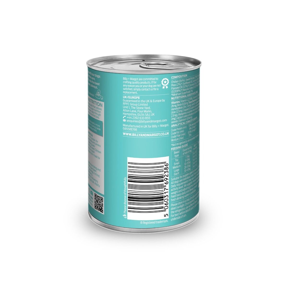 Billy & Margot Chicken with Superfoods Canned Wet Puppy Food 395g - 395g - Shopivet.com
