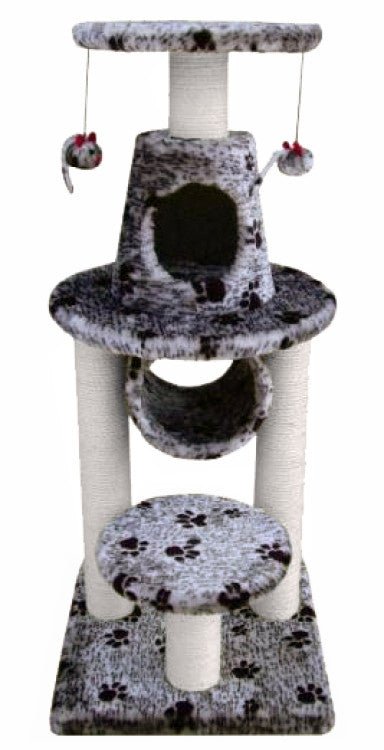 BONALTI Cat Play Tower Grey with Paw Print - Shopivet.com