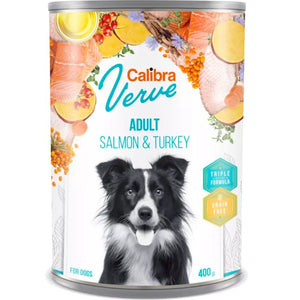 Calibra Dog Verve GF can Adult Salmon and Turkey 400g - Shopivet.com