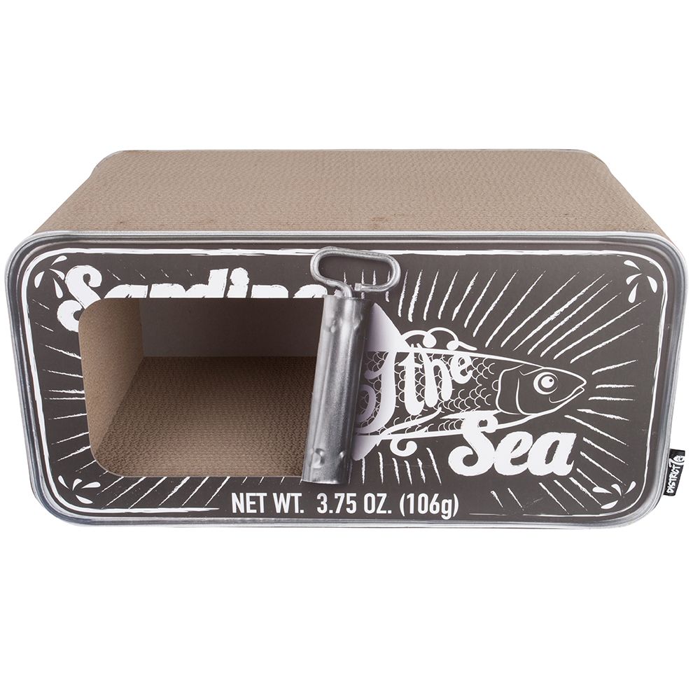 District 70 Sardine 2 - in - 1 Cardboard Cat Scratcher & Cave - WHITE - Shopivet.com