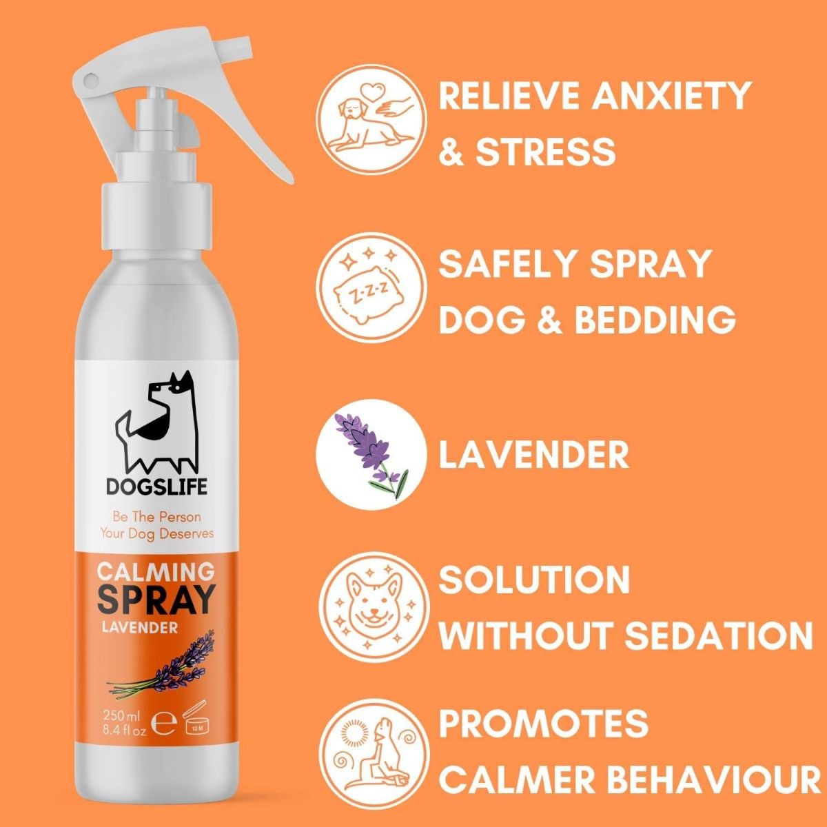 DogsLife Calming Lavender Dog Spray 250ml - 250ml - Shopivet.com