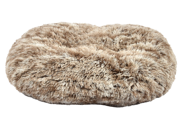 Oval Furry Cushion Bicolour - Black 103 x 72cm